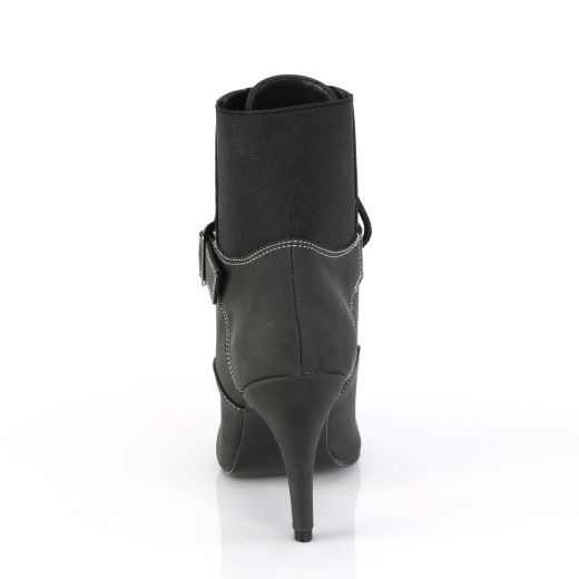 Product image of Pleaser Pink Label DREAM-1022 Black Faux Faux Suede Faux Leather 4 inch (10.1 cm) Heel Buckles Lace-Up Ankle Boot