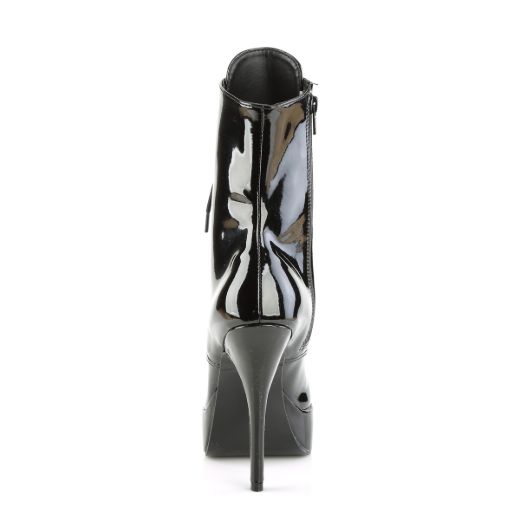 Product image of Devious INDULGE-1020 Black Patent 5 1/4 inch (13.3 cm) Heel 1 1/4 inch (3.2 cm) Platform Lace-Up Front Ankle Boot Side Zip