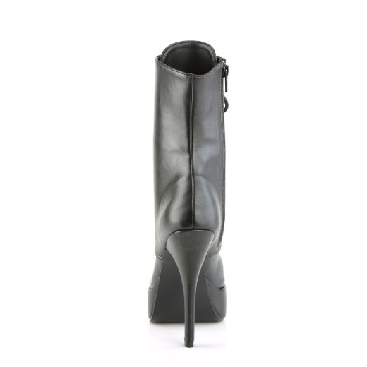 Product image of Devious INDULGE-1020 Black Faux Leather 5 1/4 inch (13.3 cm) Heel 1 1/4 inch (3.2 cm) Platform Lace-Up Front Ankle Boot Side Zip
