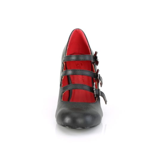 Product image of Demonia VIVIKA-38 Black Vegan Faux Leather 3 inch (7.6 cm) Block Heel Round Toe Maryjane