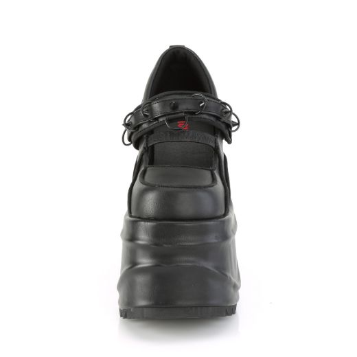 Product image of Demonia WAVE-48 Black Vegan Faux Leather 6 inch (15.2 cm) Wedge Platform Maryjane