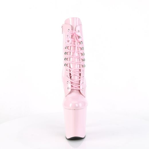Product image of Pleaser XTREME-1020 Baby Pink Patent/Baby Pink 8 inch (20 cm) Heel 4 inch (10 cm) Platform Lace-Up Front Ankle Boot Side Zip