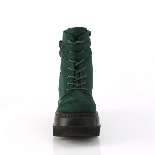 Product image of Demonia SHAKER-52 Emerald Vegan Suede 4 1/2 Inch Wedge PF Ankle Boot Side Zip