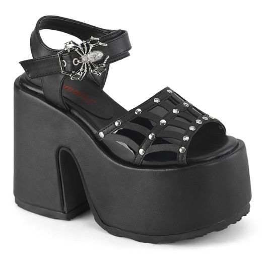 Product image of Demonia CAMEL-17 Blk Vegan Leather 5 Inch Chunky Heel 3 Inch Platform Ankle Strap Sandal