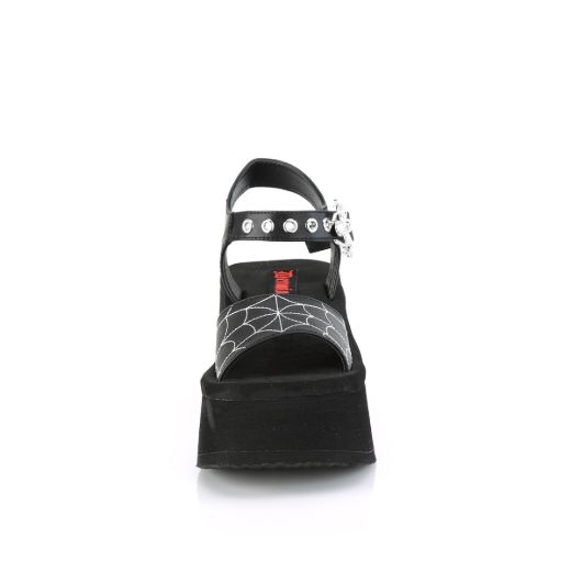 Product image of Demonia FUNN-10 Blk Vegan Leather 2 1/2 Inch PF Ankle Strap Sandal