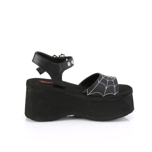 Product image of Demonia FUNN-10 Blk Vegan Leather 2 1/2 Inch PF Ankle Strap Sandal
