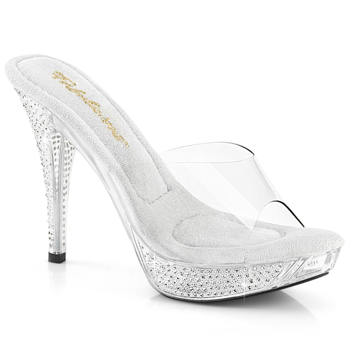 Product image of Fabulicious ELEGANT-401 Clr/Clr 4 1/2 Inch Heel 1 Inch PF Slide w/ RS