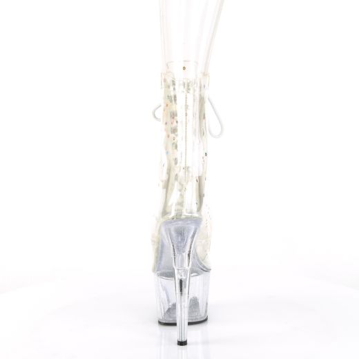 Product image of Pleaser ADORE-1020C-2 Clr TPU/Clr 7 Inch Heel 2 3/4 Inch PF Lace-Up Front Ankle Boot Side ZIp