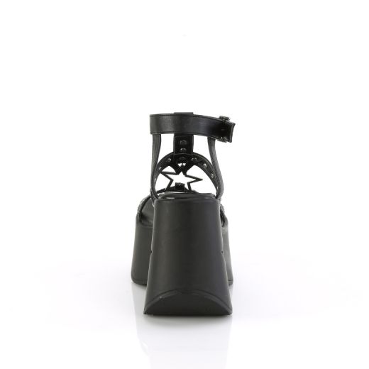 Product image of Demonia DYNAMITE-12 Blk Vegan Leather 5 Inch Star Cutout PF Wedge Wrap Around Ankle Strap Sandal