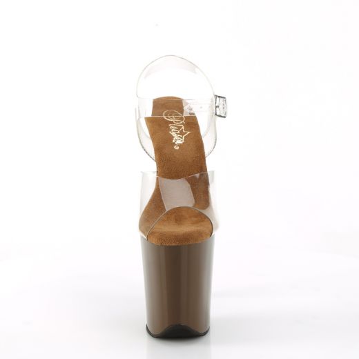 Product image of Pleaser FLAMINGO-808 Clr/Mocha 8 Inch Heel 4 Inch PF Ankle Strap Sandal