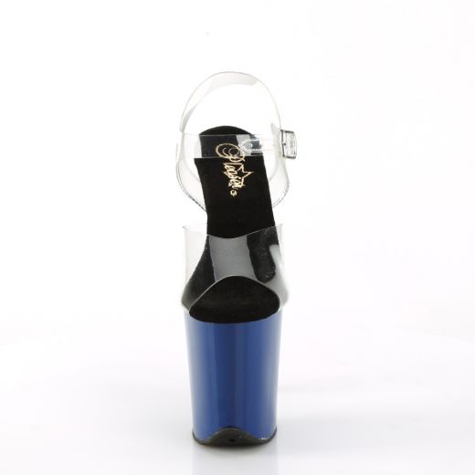 Product image of Pleaser FLAMINGO-808 Clr/Royal Blue 8 Inch Heel 4 Inch PF Ankle Strap Sandal