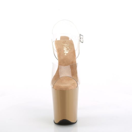 Product image of Pleaser FLAMINGO-808 Clr/Toffee 8 Inch Heel 4 Inch PF Ankle Strap Sandal