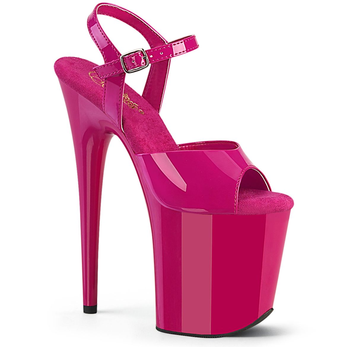 Product image of Pleaser FLAMINGO-809 H. Pink Pat/H. Pink 8 Inch Heel 4 Inch PF Ankle Strap Sandal