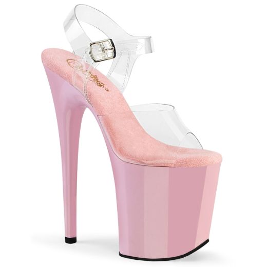 Product image of Pleaser FLAMINGO-808 Clr/B. Pink 8 Inch Heel 4 Inch PF Ankle Strap Sandal