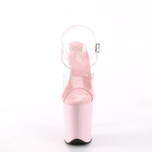 Product image of Pleaser FLAMINGO-808 Clr/B. Pink 8 Inch Heel 4 Inch PF Ankle Strap Sandal