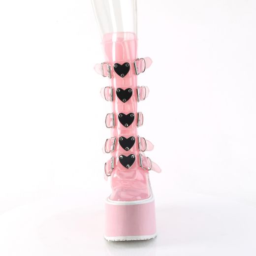 Product image of Demonia SWING-230C B. Pink TPU 5 1/2 Inch PF Mid-Calf Boot w/5 Buckle Straps Back Metal Zip