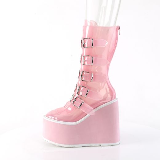 Product image of Demonia SWING-230C B. Pink TPU 5 1/2 Inch PF Mid-Calf Boot w/5 Buckle Straps Back Metal Zip