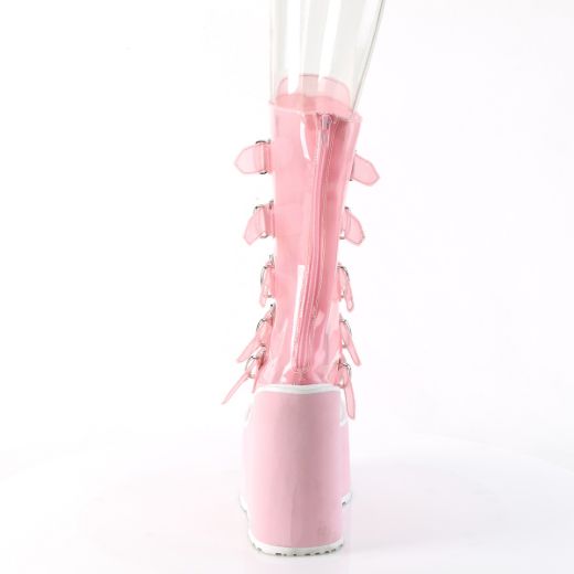 Product image of Demonia SWING-230C B. Pink TPU 5 1/2 Inch PF Mid-Calf Boot w/5 Buckle Straps Back Metal Zip