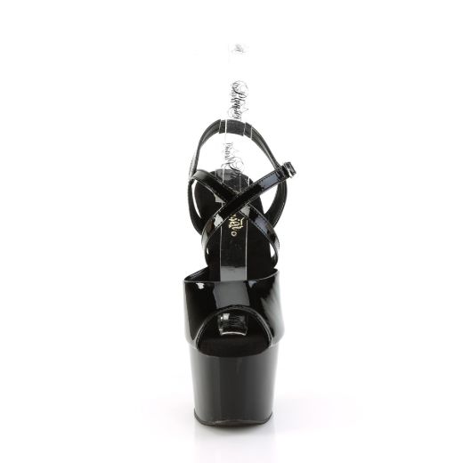 Product image of Pleaser ADORE-724 Blk Pat/Blk 7 Inch Heel 2 3/4 Inch PF Peep Toe Criss Cross Strap Sandal
