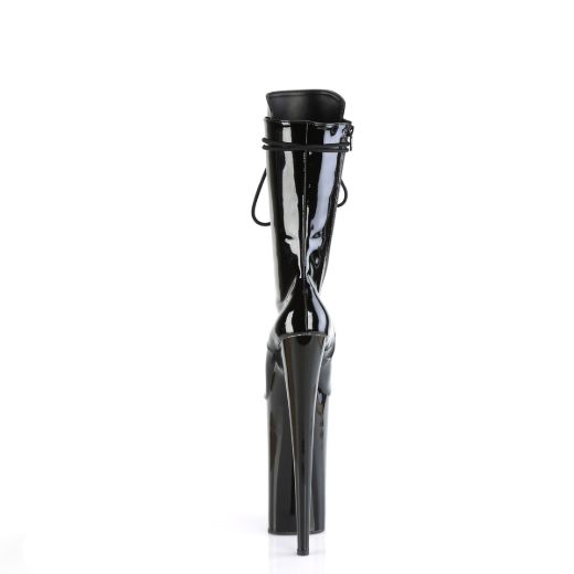Product image of Pleaser BEYOND-1050 Blk Pat/Blk 10 Inch Heel 6 1/4 Inch PF Lace-Up Front Mid Calf Boot Side Zip