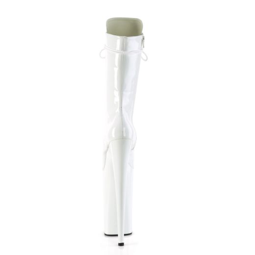 Product image of Pleaser BEYOND-1050 Wht Pat/Wht 10 Inch Heel 6 1/4 Inch PF Lace-Up Front Mid Calf Boot Side Zip