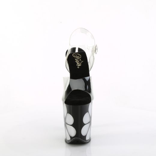 Product image of Pleaser FLAMINGO-808NLHS Clr/Blk-Multi 8 Inch Heel 4 Inch PF LED Illuminated Ankle Strap Sandal