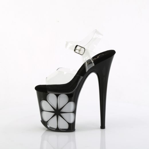 Product image of Pleaser FLAMINGO-808NLHS Clr/Blk-Multi 8 Inch Heel 4 Inch PF LED Illuminated Ankle Strap Sandal
