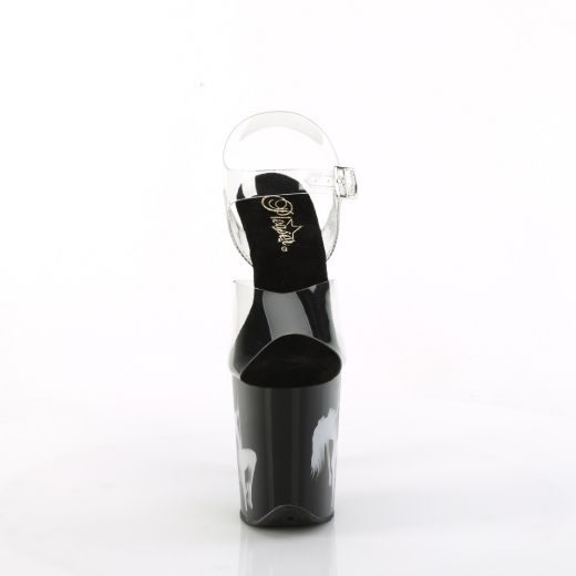 Product image of Pleaser FLAMINGO-808NLSG Clr/Blk-Multi 8 Inch Heel 4 Inch PF LED Illuminated Ankle Strap Sandal