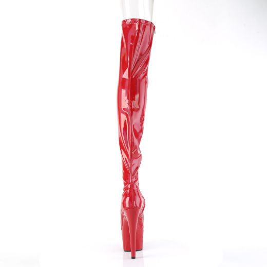 Product image of Pleaser ADORE-3011HWR Red Str. Holo/Red Holo 7 Inch Heel 2 3/4 Inch PF Peep Toe Thigh High Boot Side Zip