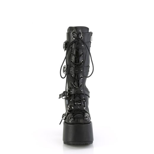Product image of Demonia CAMEL-115 Blk Vegan Leather 5 Inch Chunky Heel 3 Inch P/F Lace-Up Mid-Calf Boot Back Zip