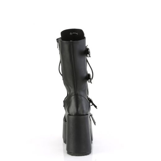 Product image of Demonia CAMEL-115 Blk Vegan Leather 5 Inch Chunky Heel 3 Inch P/F Lace-Up Mid-Calf Boot Back Zip