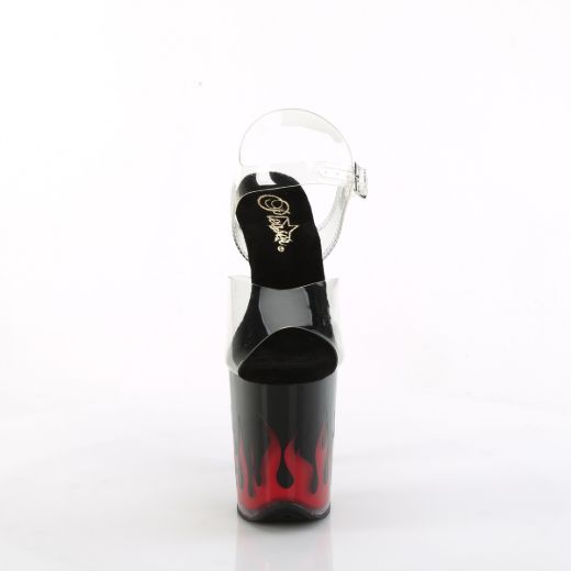Product image of Pleaser FLAMINGO-808NLFL Clr/Blk-Red 8 Inch Heel 4 Inch PF LED Illuminated Ankle Strap Sandal
