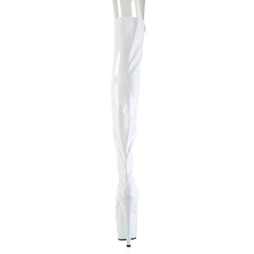 Product image of Pleaser ADORE-3011HWR Wht Str. Holo/Wht Holo 7 Inch Heel 2 3/4 Inch PF Peep Toe Thigh High Boot Side Zip