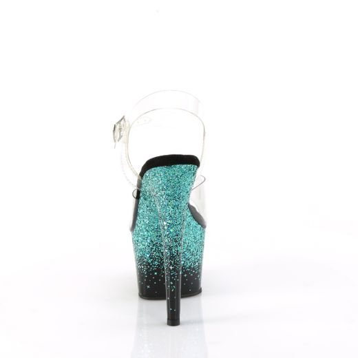 Product image of Pleaser ADORE-708SS Clr/Blk-Turquoise Multi Glitter 7 Inch Heel 2 3/4 Inch PF Ankle Strap Sandal