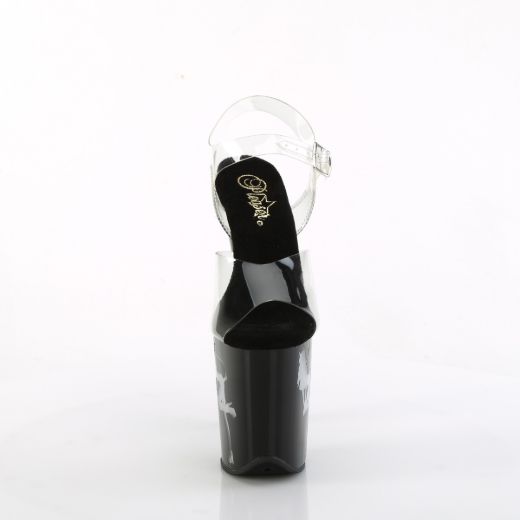 Product image of Pleaser FLAMINGO-808NLDG Clr/Blk-Multi 8 Inch Heel 4 Inch PF LED Illuminated Ankle Strap Sandal