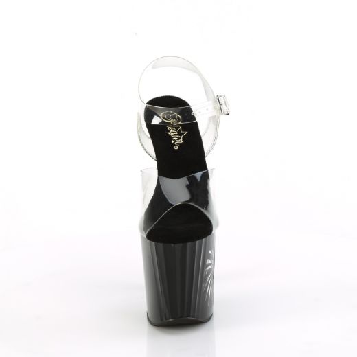 Product image of Pleaser ENCHANT-708LT-PINWHE Clr/Blk-Slv Glitter 7 1/2 Inch Heel 3 1/2 Inch PF LED Illuminated Ankle Strap Sandal