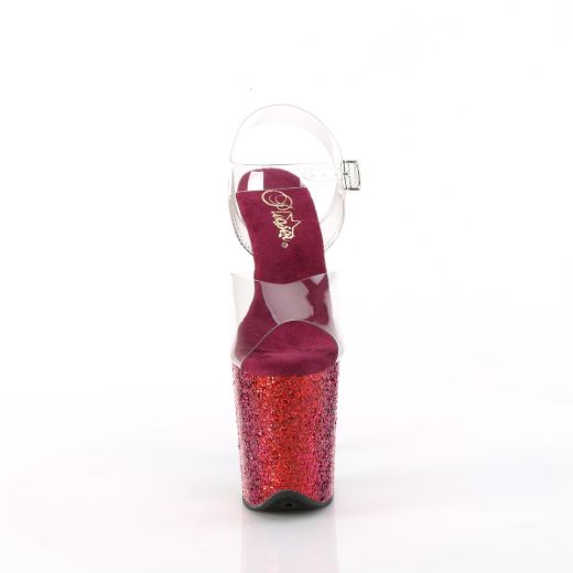 Product image of Pleaser FLAMINGO-808RBG Clr/Rainbow Glitter 8 Inch Heel 4 Inch PF Ankle Strap Sandal w/Gliiter Bottom