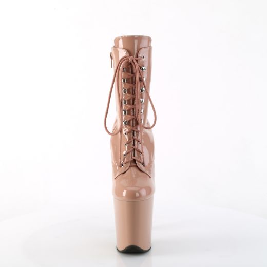 Product image of Pleaser FLAMINGO-1020 Blush Pat/Blush 8 Inch Heel 4 Inch PF Lace-Up Front Ankle Boot Side Zip