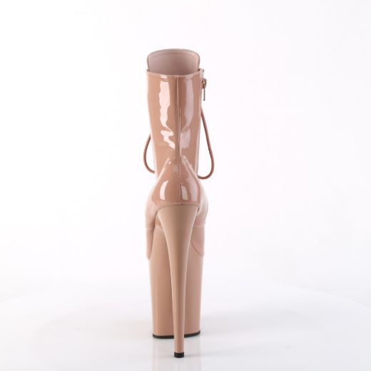 Product image of Pleaser FLAMINGO-1020 Blush Pat/Blush 8 Inch Heel 4 Inch PF Lace-Up Front Ankle Boot Side Zip