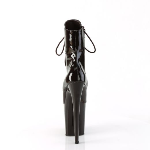 Product image of Pleaser FLAMINGO-1020 Coffee Pat/Coffee 8 Inch Heel 4 Inch PF Lace-Up Front Ankle Boot Side Zip