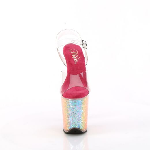 Product image of Pleaser FLAMINGO-808RG-02 Clr/Rainbow Confetti 8 Inch Heel 4 Inch PF Ankle Strap Sandal