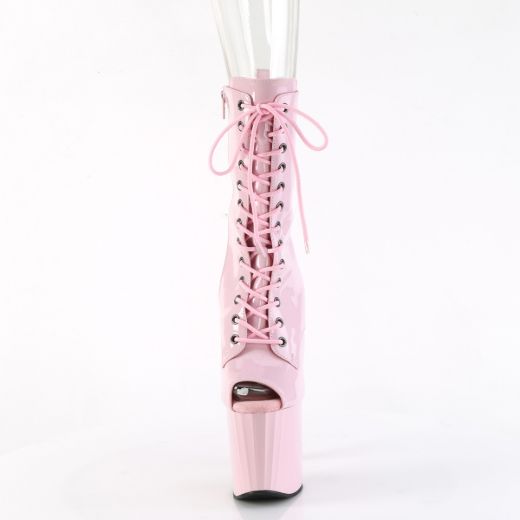 Product image of Pleaser ENCHANT-1041 B. Pink Pat/B. Pink 7 1/2 Inch Heel 3 1/2 Inch PF Peep Toe Ankle Boot Side Zip