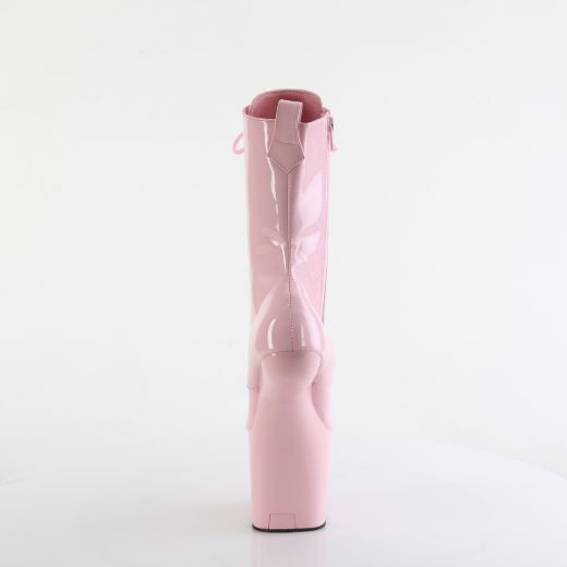 Product image of Pleaser CRAZE-1040 B. Pink Pat/B. Pink 8 Inch Heelless 3 Inch PF Lace-Up Front Ankle Boot Inside Zip