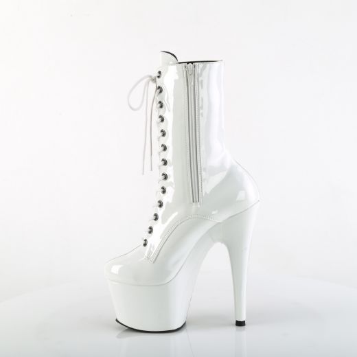 Product image of Pleaser ADORE-1040TT Taupe-Wht Pat/Taupe-Wht 7 Inch Heel 2 3/4 Inch PF Two Tone Lace-Up Ankle Boot Side Zip