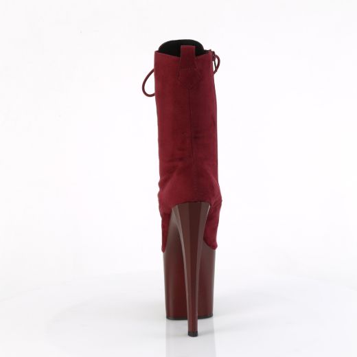 Product image of Pleaser ENCHANT-1040 Burgundy Faux Suede/Burgundy Matte 7 1/2 Inch Heel 3 1/2 Inch PF Lace-Up Mid Calf Boot Side Zip