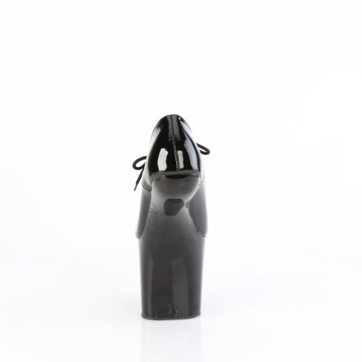 Product image of Pleaser CRAZE-860 Blk Pat/Blk 8 Inch Heelless 3 Inch PF Oxford Lace-Up Pump