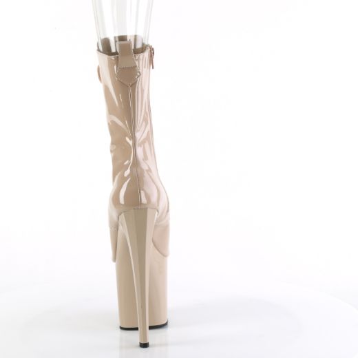 Product image of Pleaser ENCHANT-1041 Nude Pat/Nude 7 1/2 Inch Heel 3 1/2 Inch PF Peep Toe Ankle Boot Side Zip