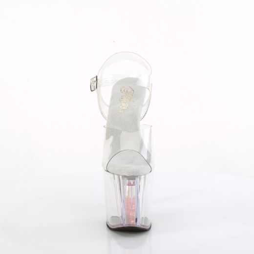 Product image of Pleaser ENCHANT-708AQUA-01 Clr/Clr-B. Pink 7 1/2 Inch Heel 3 1/2 Inch Liquid Infused PF Ankle Strap Sandal