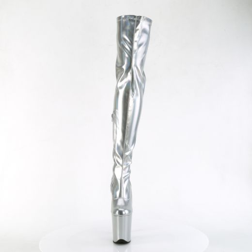 Product image of Pleaser FLAMINGO-3000HWR Slv Str. Holo/Slv Holo 8 Inch Heel 4 Inch PF Stretch Thigh Boot Side Zip