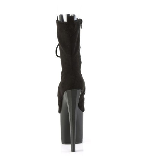 Product image of Pleaser ENCHANT-1041FS Blk Faux Suede/Blk Matte 8 Inch Heel 3 3/4 Inch PF Peep Toe Ankle Boot Side Zip